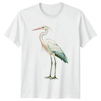 Reiher Vogel Tiere Herren T-Shirt Damen Tee Grafik Unisex Oberteil