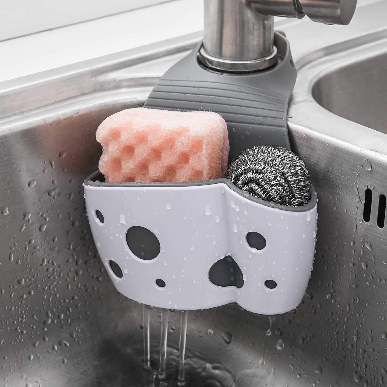 2 Pack Adjustable Hanging Sink Caddy Organizer for Sponge and Kitchen Essentials-image