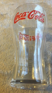 Coca Cola Glass Red Logo Text Clear 16oz Vintage. (1pc)