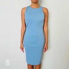 Fashion Nova Dress Size S Womens Cocktail Stretch Zip Small Business Casual Blue