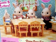 Calico Critters Dining Room Set Table Chairs Highchair Hutch Dollhouse Furniture