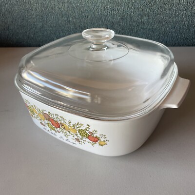 Rare VTG Qt Corning Ware Spice of Life Casserole Roasting A-84-B Lid  A-12-C