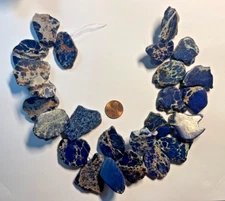 DARK NAVY BLUE SEDIMENT 15 INCH STRAND 40X30 FREE FORM  SLABS BELOW WHOLESALE!