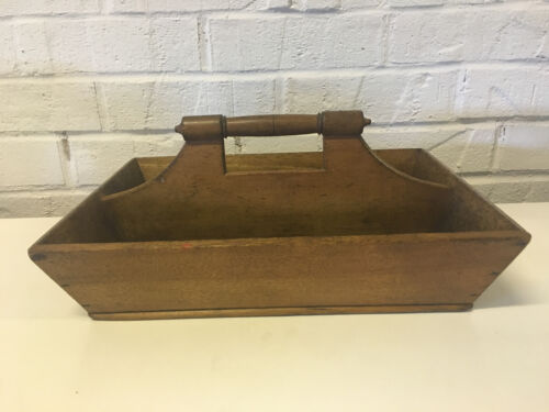 Antique AAFA Primitive Wood Kitchen Knife Box Tray w/ Handle - Picture 4 of 9