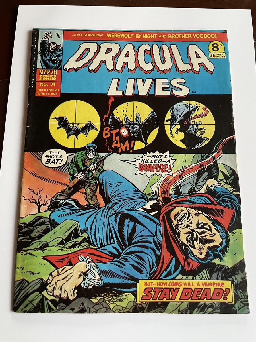 Dracula Lives #34 1975 Marvel Comics Oversized Comic Book 7.0 F/VF