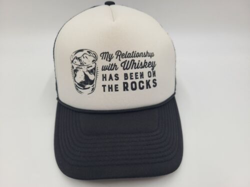 My Relationship With Whiskey Has Been On The Rocks Mesh Trucker Snapback Hat Cap