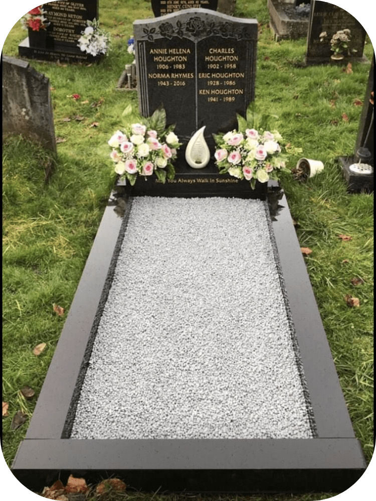 Black marble edging for graves