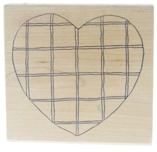 Azadie Earles Plaid Heart M409 Wooden Rubber Stamp