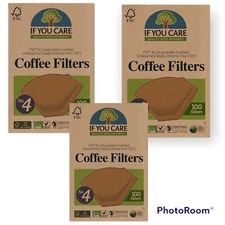If You Care Coffee Filters #4 Cone 100 Natural Unbleaced No Chlorine 3 Pack