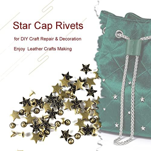150Sets 12mm Leather Rivets Star Cap Brass Rivets Studs Clothing Rivets