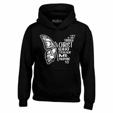 I Can Do All Things Through Christ Butterfly Hoodies Strength Sweatshirts