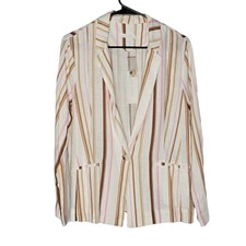 Lush Linen Blend Multicolor Stripe Blazer Jacket New Women’s Small