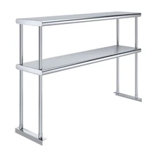 12 in. x 48 in. AmGood Stainless Steel Double Deck Over Shelf