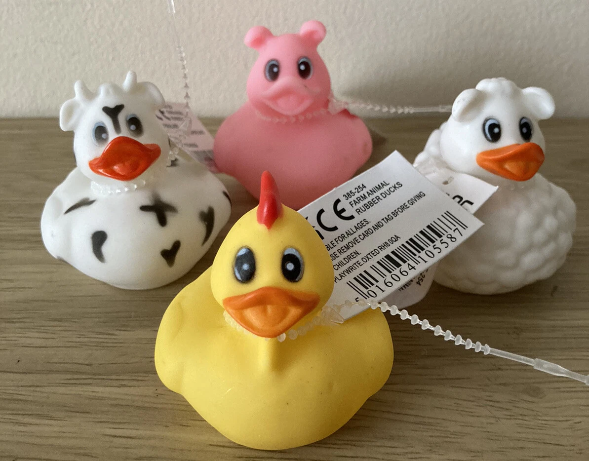 Set Of 4 Farm Animals Mini Rubber Ducks