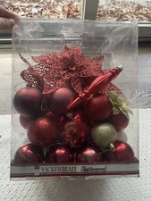 Vickerman Christmas Ornaments- 37 Pieces - Red Gold Silver Shiny & Sparkly