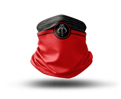 Waschbarer Stoff Gesichtsbezug Hals Gamasche mit einzigartigem Mandalorianer Design EU Made