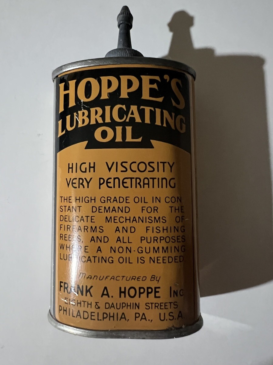 Vintage HOPPE'S Lubricating Oil Oiler Oil Can LEAD TOP Very Nice