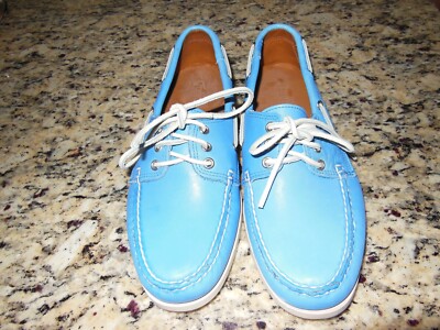 Quoddy Mens Blue Boat Shoes, genuine Leather, Camp soles Size