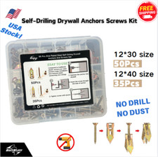 85Pcs Self-Drilling Drywall Anchors with Screws: 2 Sizes, Fast and Easy Setup