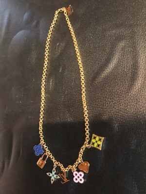 LOUIS VUITTON Necklace Pendant AUTH Choker Collier Looping