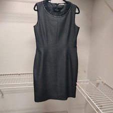 Tahari Little Black Dress Sleeveless Sheath Career Office Work Wear Embellished
