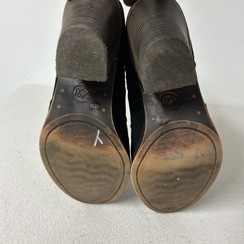 Lucky Brand Booties Women’s 6.5M Black Suede Side Zip Heeled Boots Everalda - Picture 8 of 12