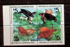 DOMINICAN REP. Sc 1242 NH BLOCK OF 4 OF 1996 - TURTLES - (DLM34)