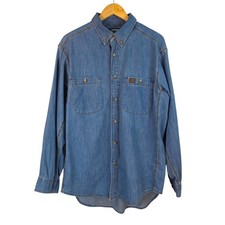 Wrangler Riggs Workwear Denim Shirt Sz XL Utility Rugged Western Cowboy EUC