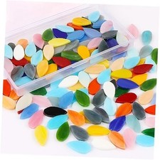 Flat Glass Mosaic Tiles, 150 pcs Stained Glass Mosaic, Waterdrop Gems for Home
