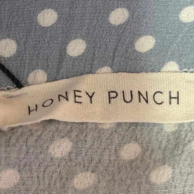 Honey Punch Blue White Polka Dot Double High Slit Maxi Straight A-Line Skirt S - Изображение 4 из 4