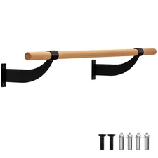 4FT Single Ballet Bar Wall-Mounted Beech Wood Barre Yoga Stretching Studio Home
