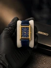 BLUE AND GOLD DIAL-Vintage Seiko Slim Quartz Men’s Wrist Watch BLUE BAND