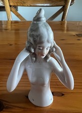 Antique Porcelain Half Doll Risqué Pin Cushion