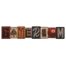 Game Room Wood Wall Decor - Large Vintage Game Room Sign for Man Cave or Base...