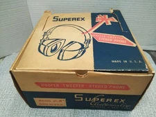 VTG. Superex Electronics Corp Stereo Audio Headphones #ST-M W/ Original Box  USA