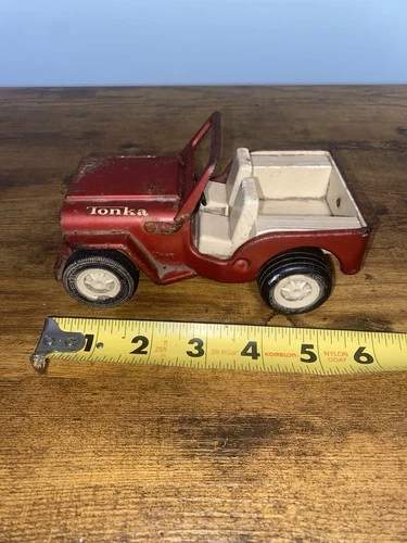 1960s Vintage Tonka Jeep Movable Windshield Red Collectible