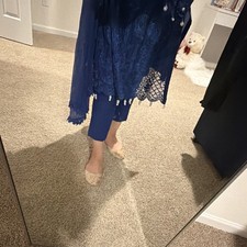 Women s Blue Chiffon Salwar Kameez w/ Matching Dupatta, One Size