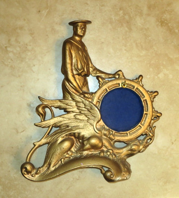 Antique ''Brass'' Mantel Clock Case Nautical Sailor Eagle? - Repurposed Display