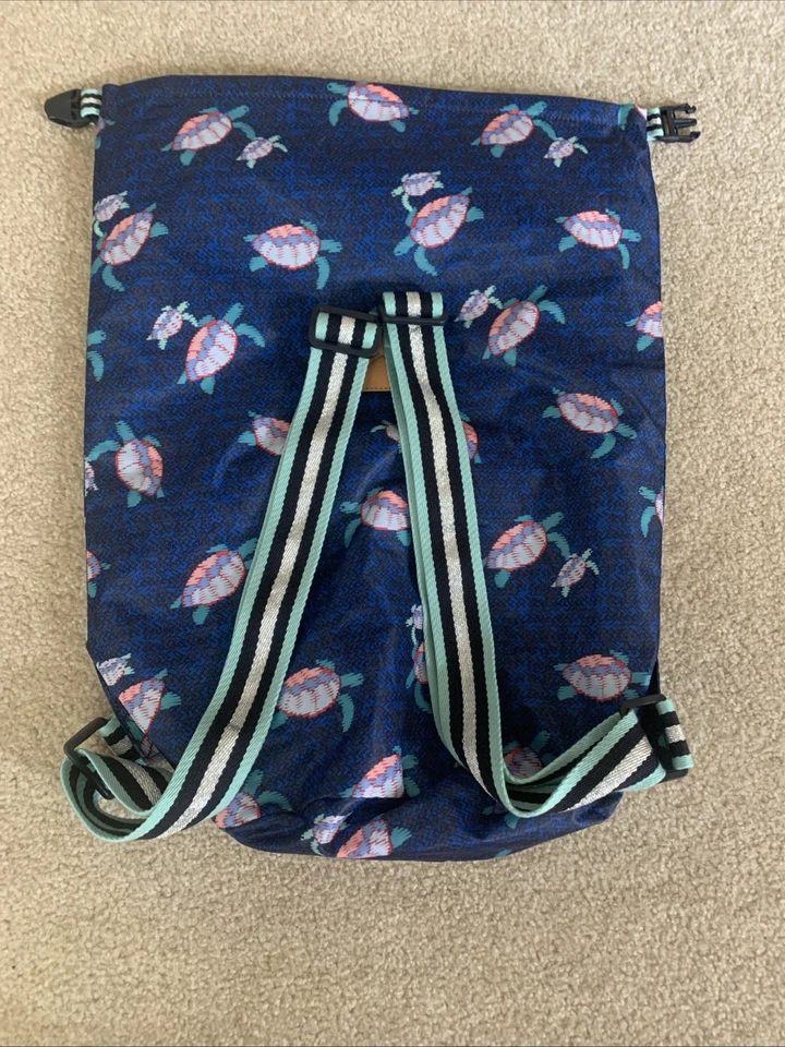 VERA BRADLEY SACO DE PLAYA AZUL TORTUGAS TERRAPIN FORRADO DE PLÁSTICO 24474-M90 NUEVO SIN ETIQUETAS Foto 2 de 4