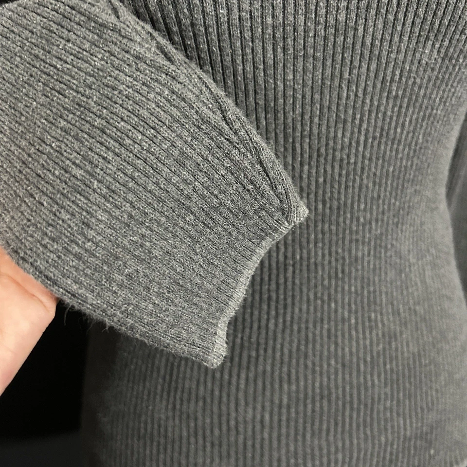 Vintage 90s Gap Ribbed Knit Turtleneck Sweater Red Gray Gilmore Large Academia - Image 3 of 4