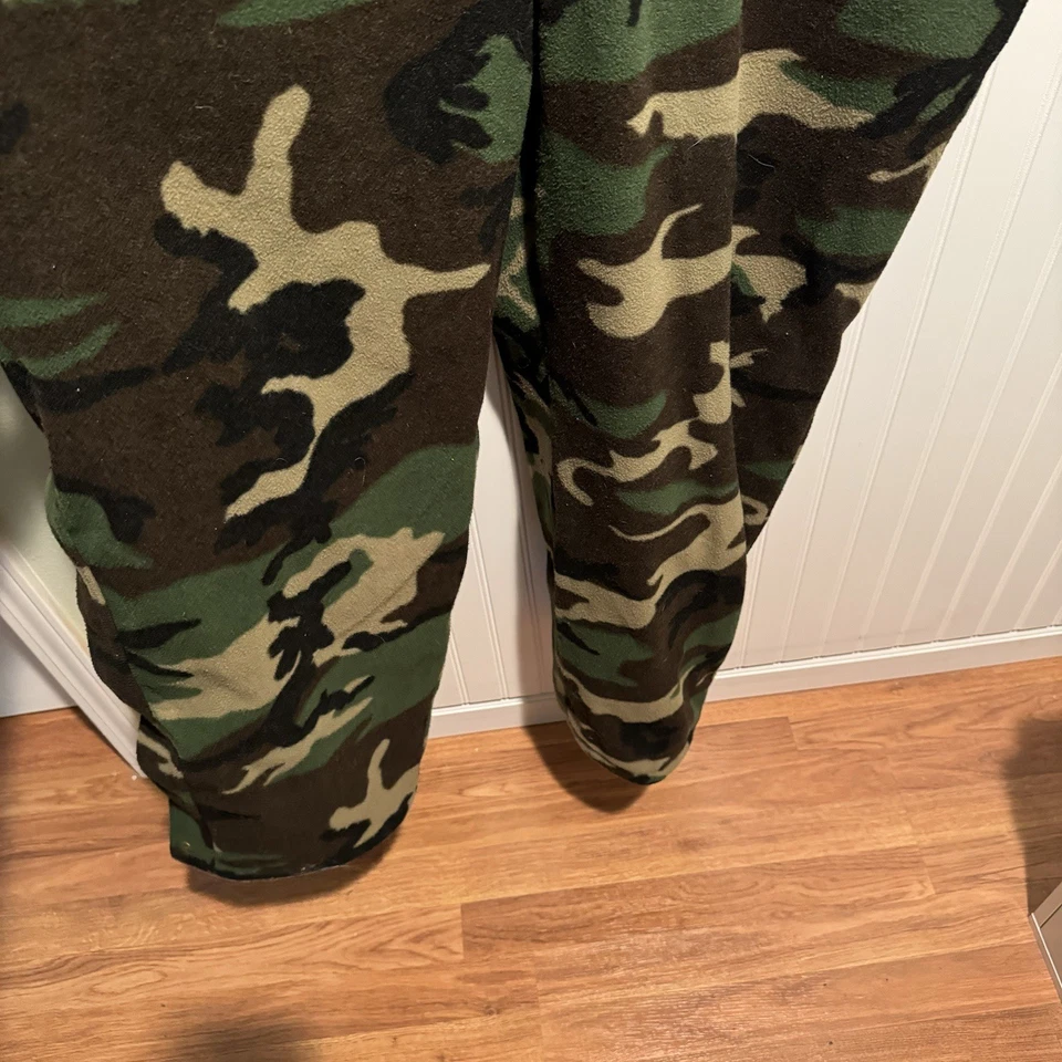 Vintage Cabelas Dry Plus Camo Fleece Coveralls Lined Made In USA Mens 2X - Image 2 of 4