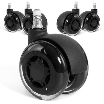 Office Chair Wheels, 3 Inch Double Rollerblade 3 Inch, BLACK 