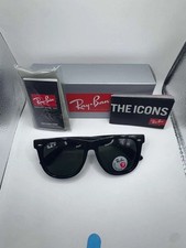 NEW- Ray-Ban RB2140 Original Wayfarer Sunglasses Black Frame Plastic Green Lens