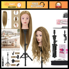 28" Mannequin Head 80 Human Hair with Tripod Stand Clamp - Cosmetology Practi