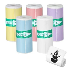 18 Rolls Self-Adhesive Mini Printer Sticker Paper, Colorful Thermal Printer P...