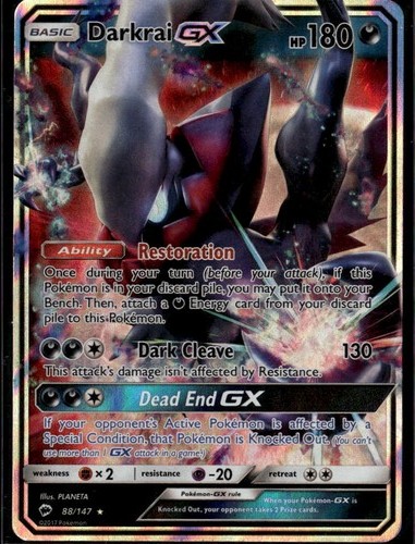 Darkrai GX Ultra Rare SM Burning Shadows 88/147 Darkness Holo Pokemon Card