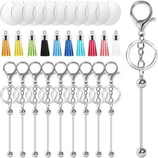 Keychain Making Kit - DIY Keyrings,10 Beadable Keychain Rods, 10 Tassels,102856