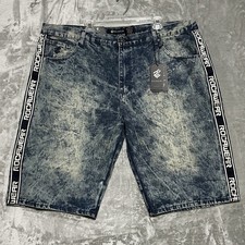 NWT Rocawear Baggy Denim Jean Shorts Mens Size 46 Blue Y2K Hip Hop Streetwear