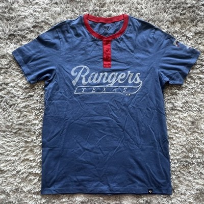 '47 Brand TEXAS RANGERS Baseball MLB Westend Henley Graphic T-Shirt Men's M NWOT