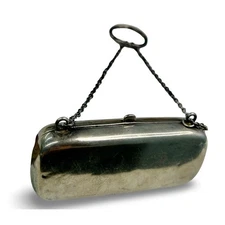 Antique Sterling Silver Triple Coin Holder Sovereign Case Chain